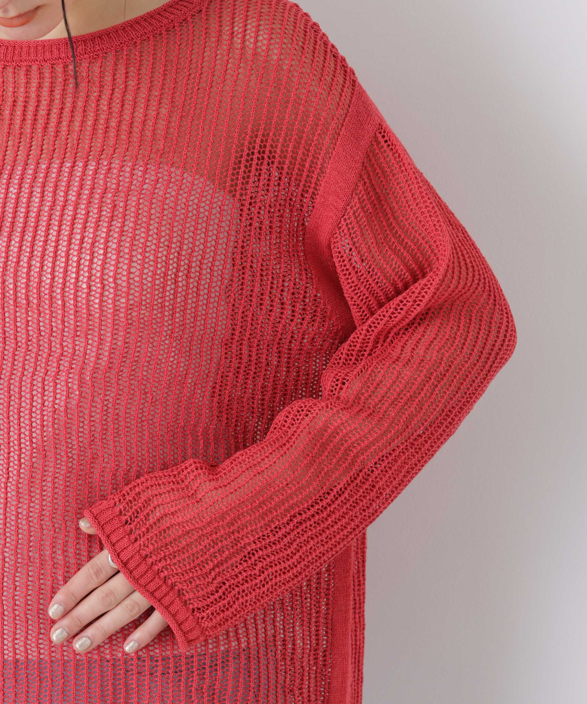 nano･universe「リネン混テープヤーンメッシュワイドニット」|ニット・セーター|