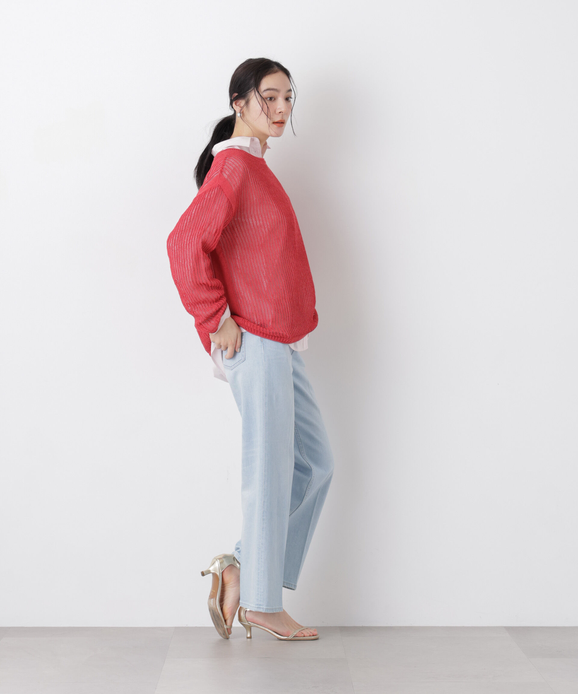 nano･universe「リネン混テープヤーンメッシュワイドニット」|ニット・セーター|