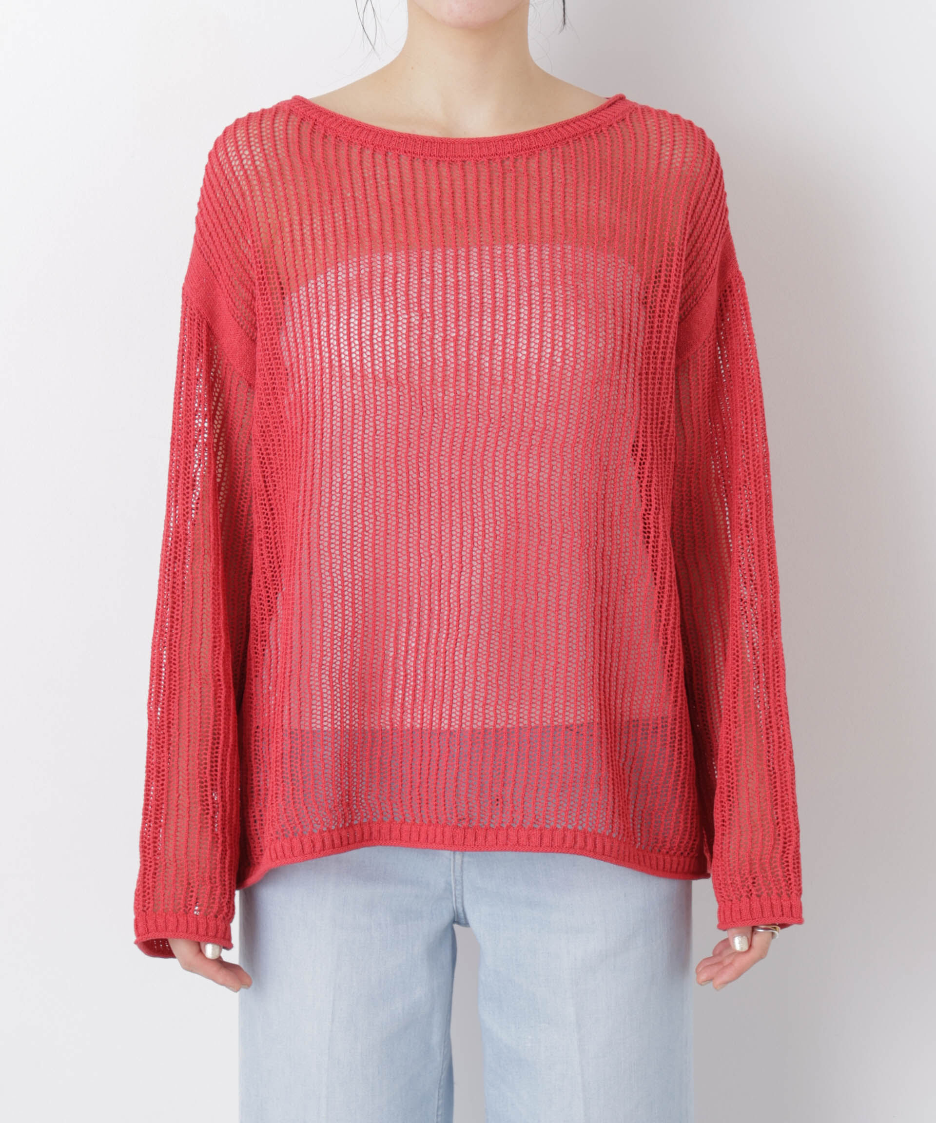 nano･universe「リネン混テープヤーンメッシュワイドニット」|ニット・セーター|