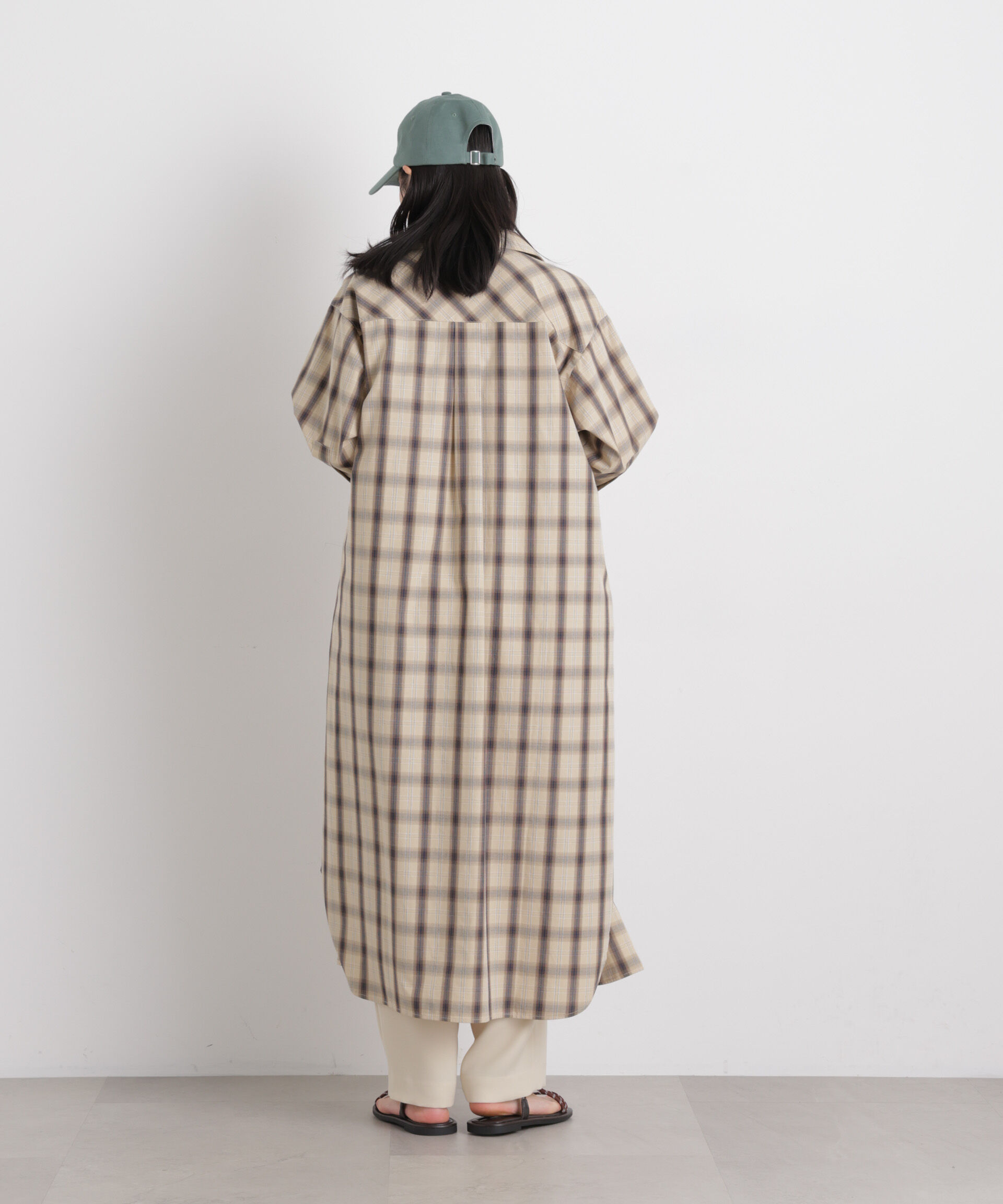 nano･universe「チェックポケットワイドシャツワンピース」|ワンピース|