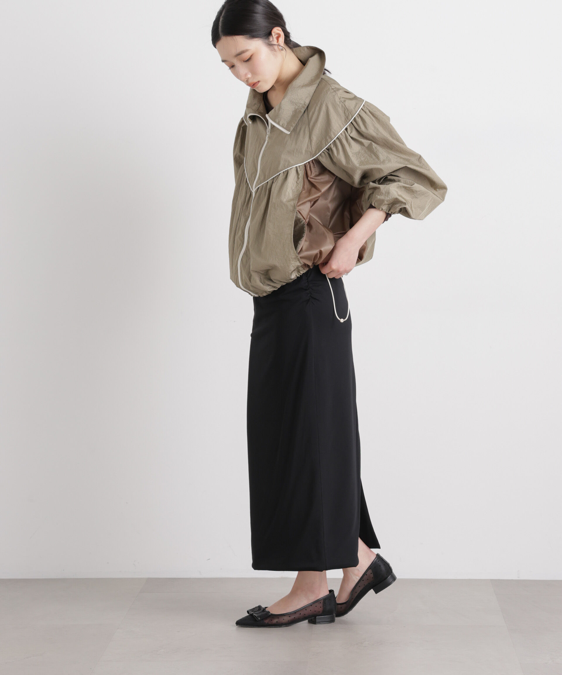 nano･universe「サイドギャザーカットタイトスカート」|スカート|