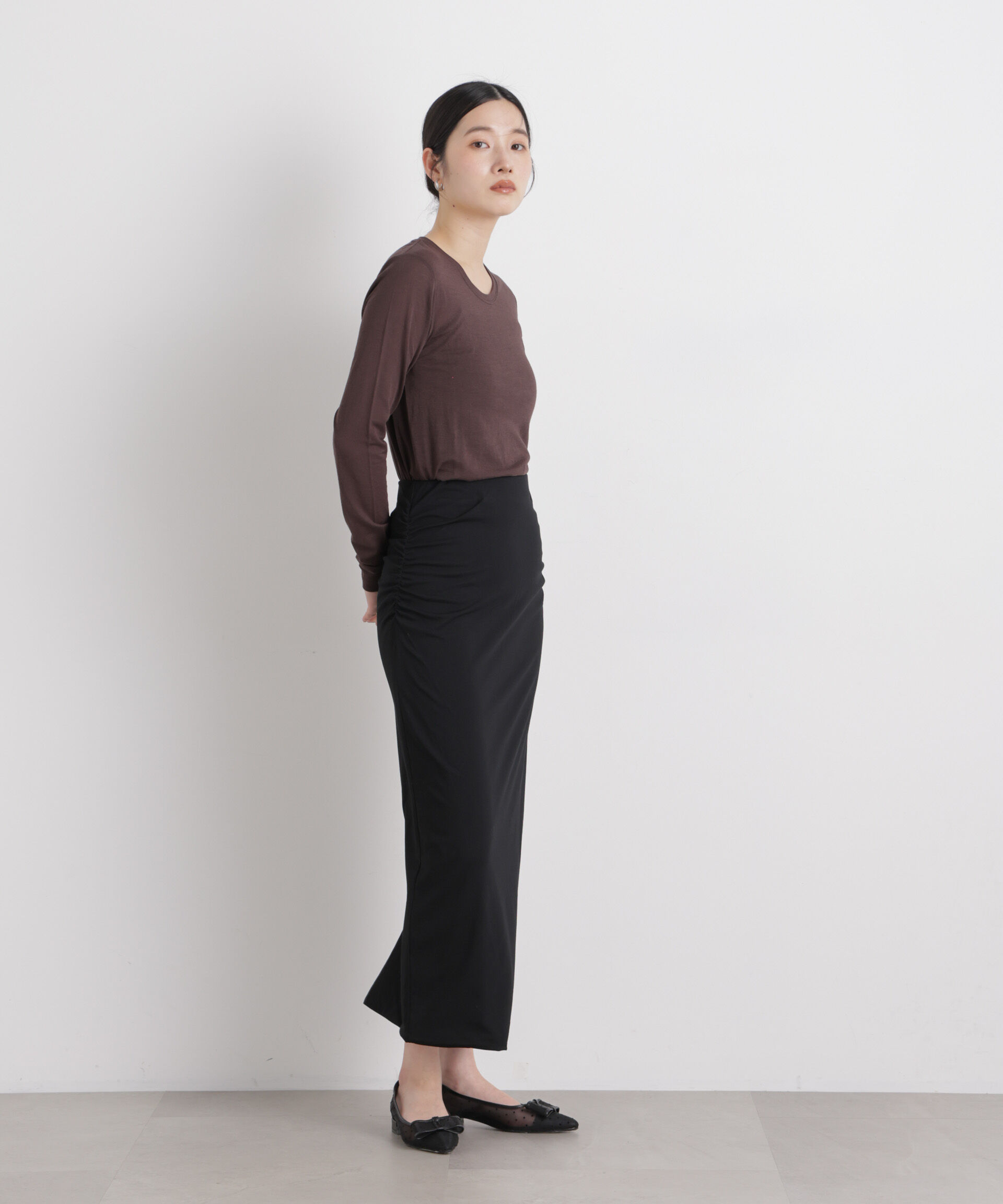 nano･universe「サイドギャザーカットタイトスカート」|スカート|