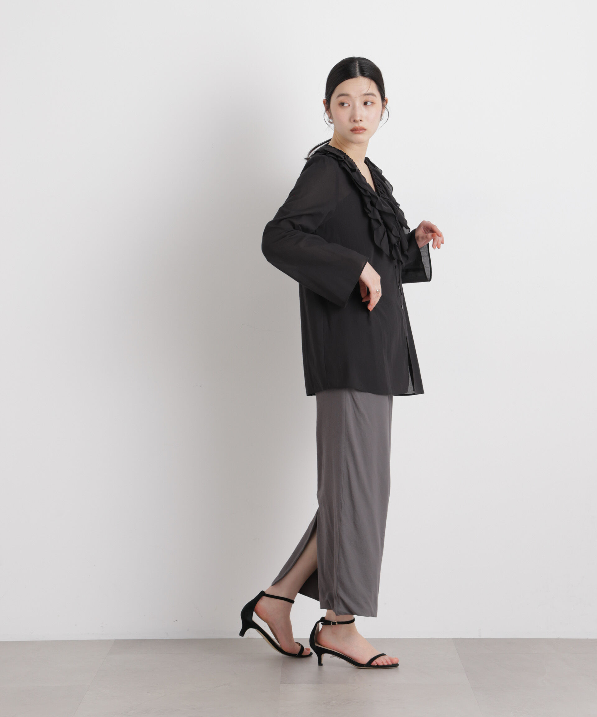 nano･universe「サイドギャザーカットタイトスカート」|スカート|