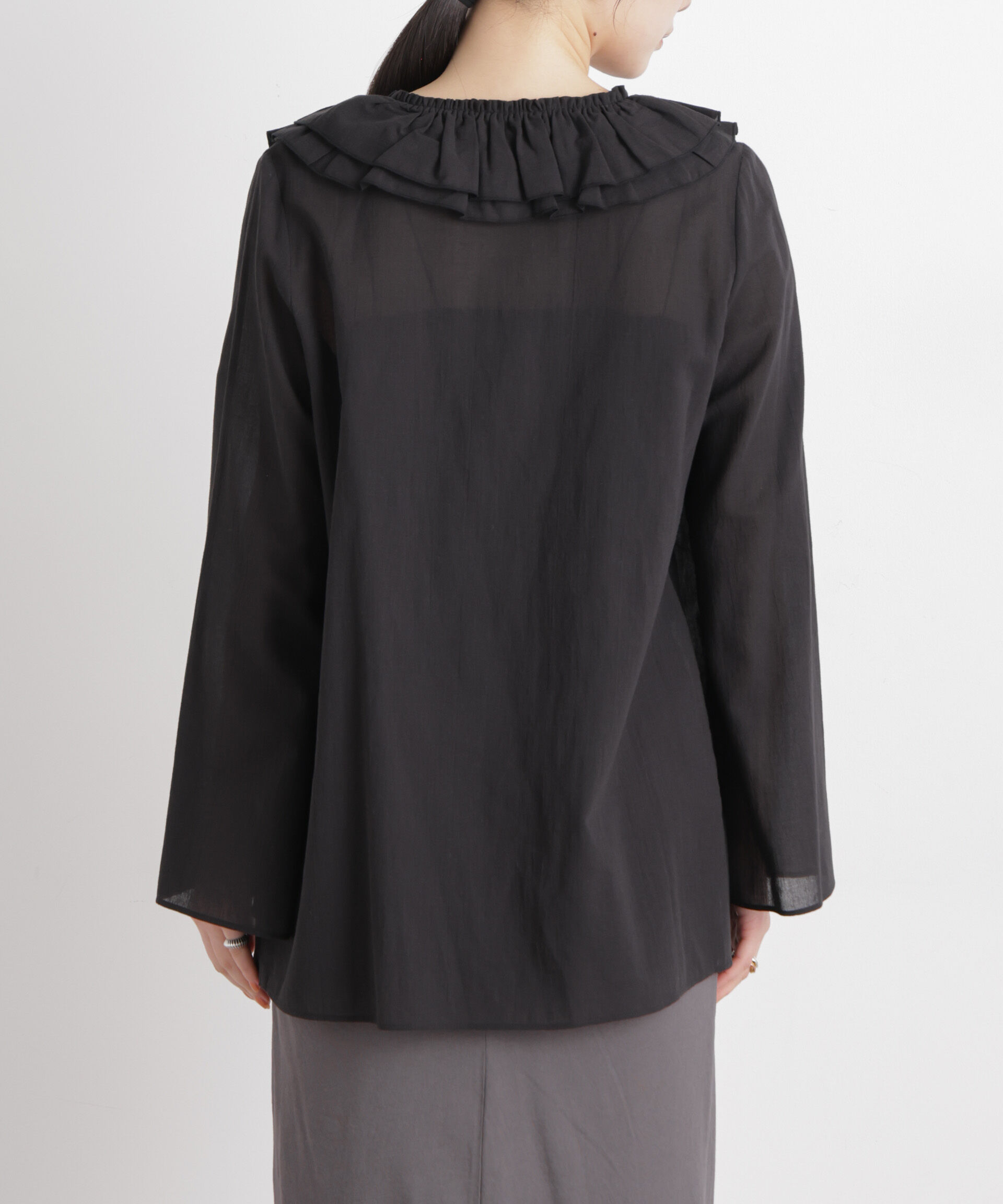 nano･universe「コットンシフォンフリルブラウス」|シャツ・ブラウス|