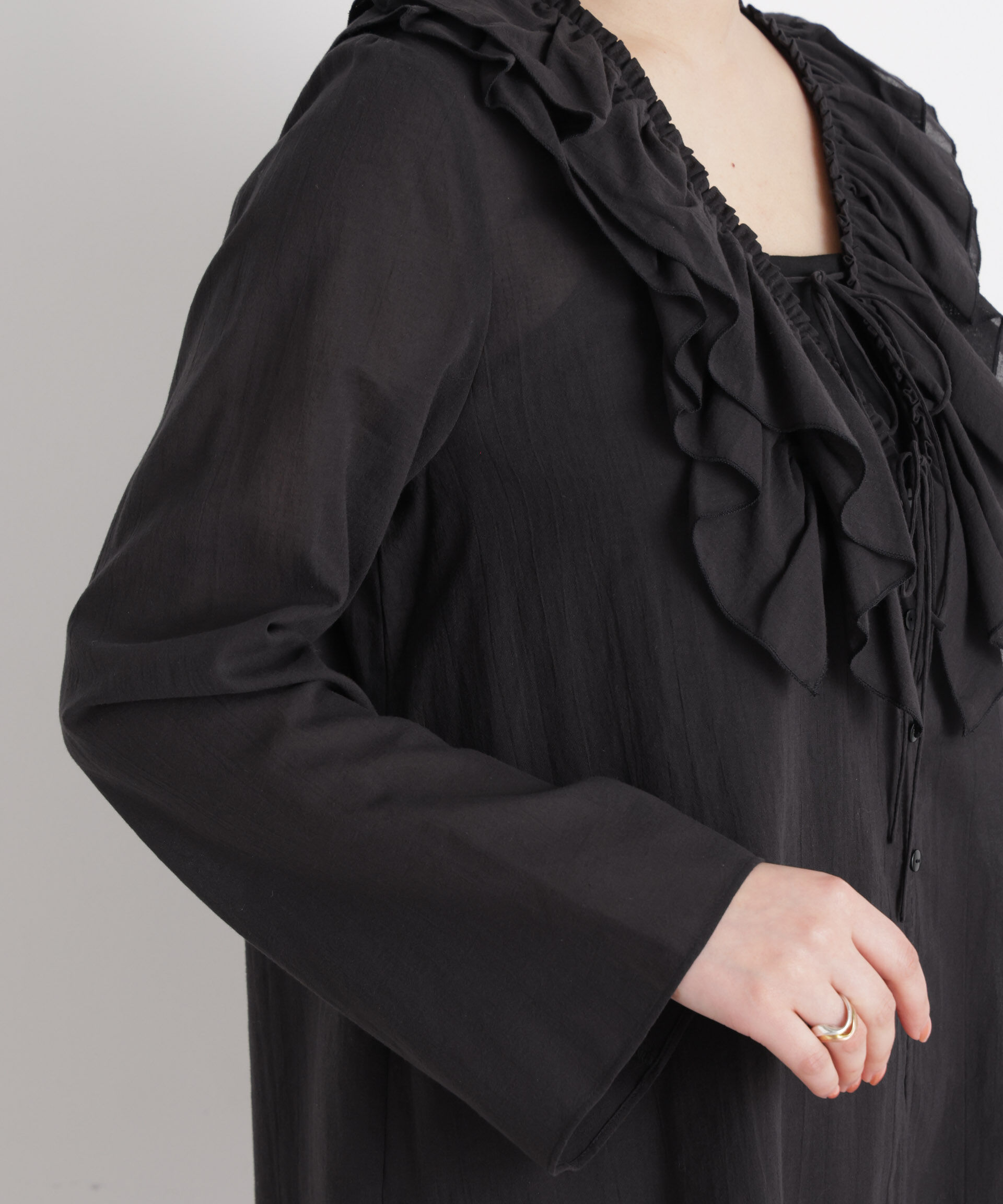 nano･universe「コットンシフォンフリルブラウス」|シャツ・ブラウス|