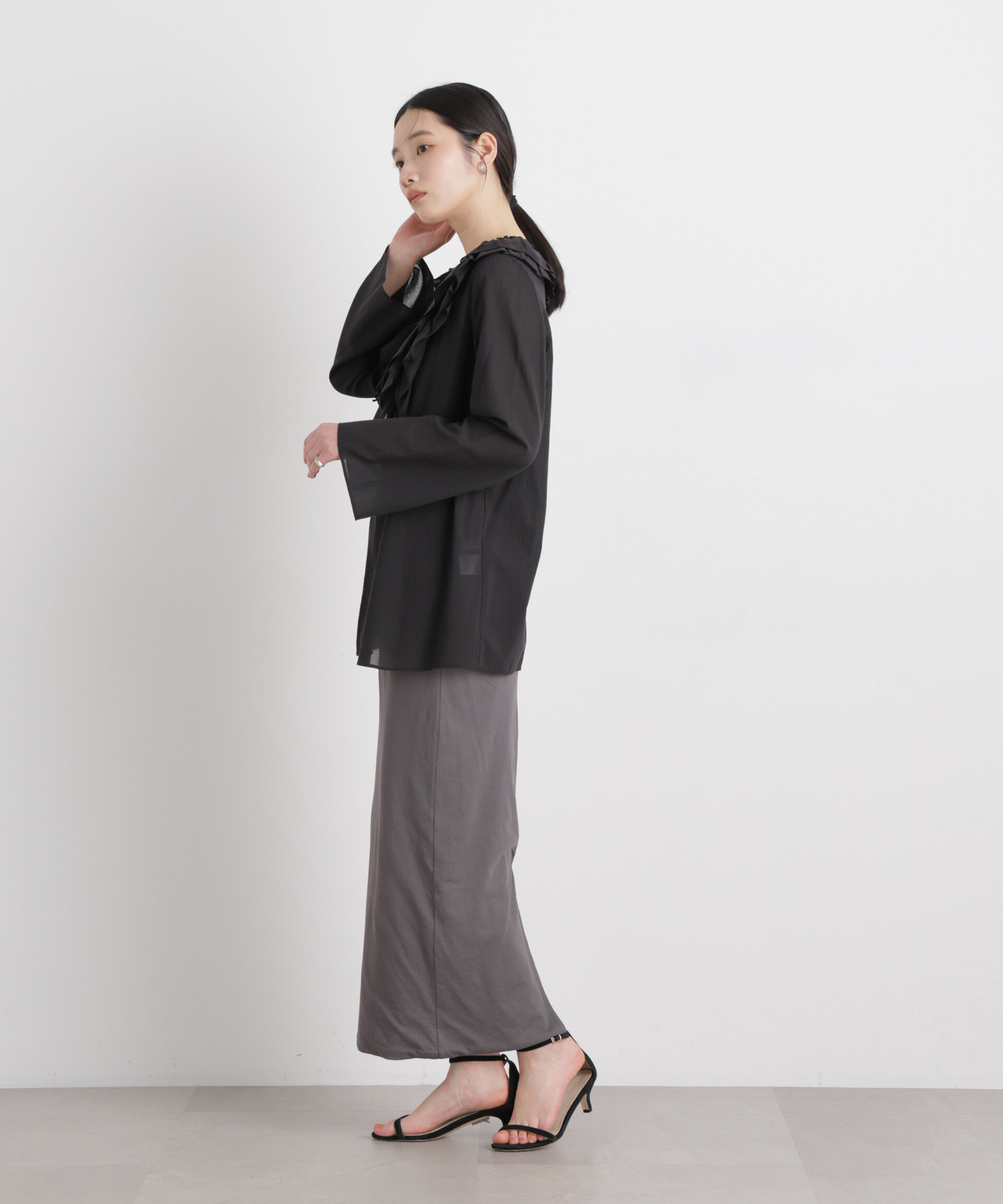 nano･universe「コットンシフォンフリルブラウス」|シャツ・ブラウス|