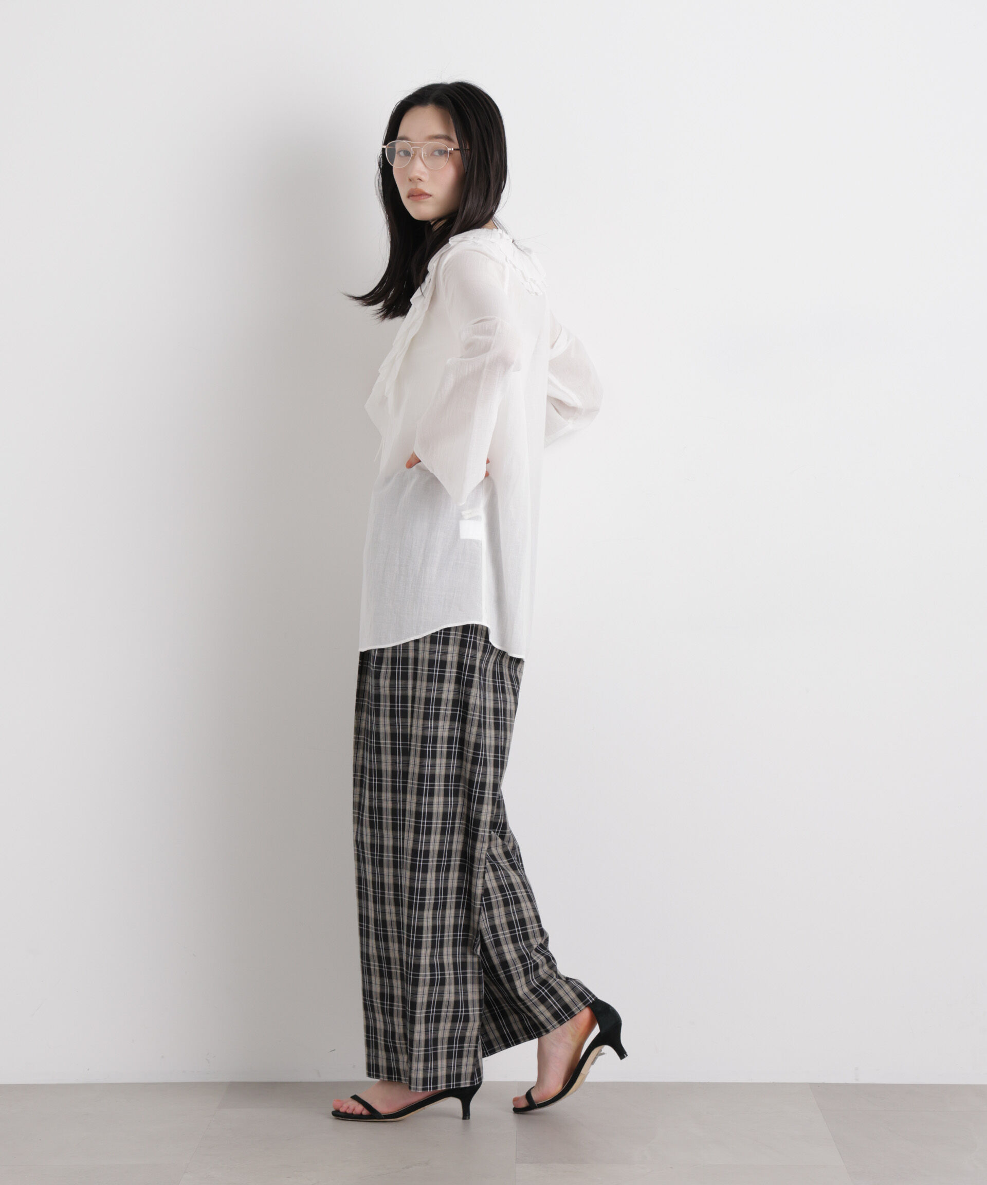 nano･universe「コットンシフォンフリルブラウス」|シャツ・ブラウス|