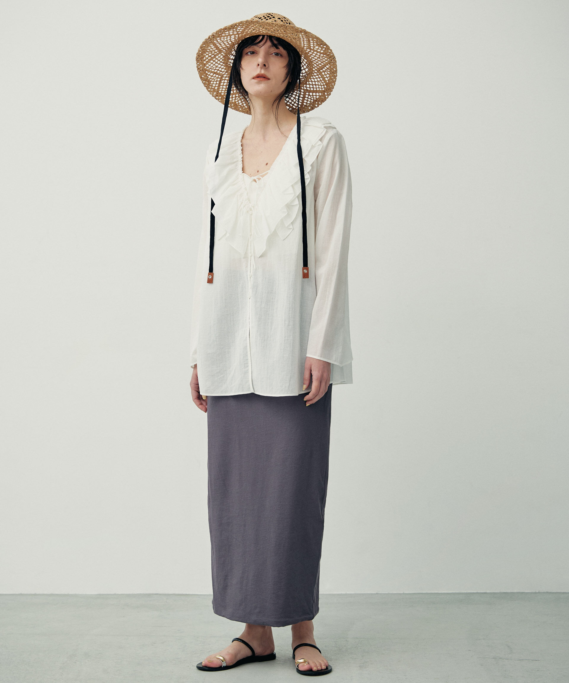 nano･universe「コットンシフォンフリルブラウス」|シャツ・ブラウス|