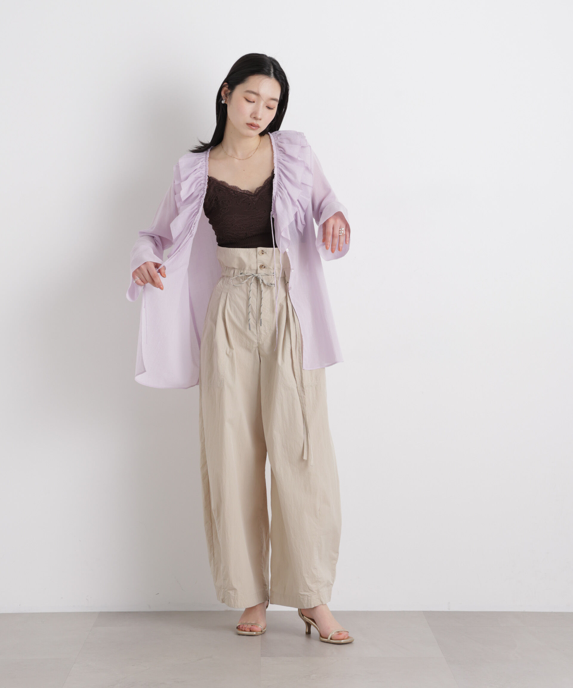 nano･universe「コットンシフォンフリルブラウス」|シャツ・ブラウス|