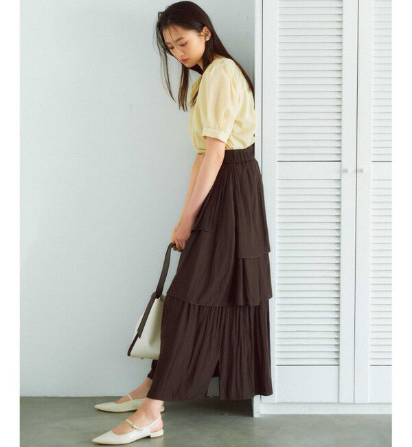 組曲「【入江未悠さんコラボ】ギャザーライトデシンティアード スカート」|スカート|