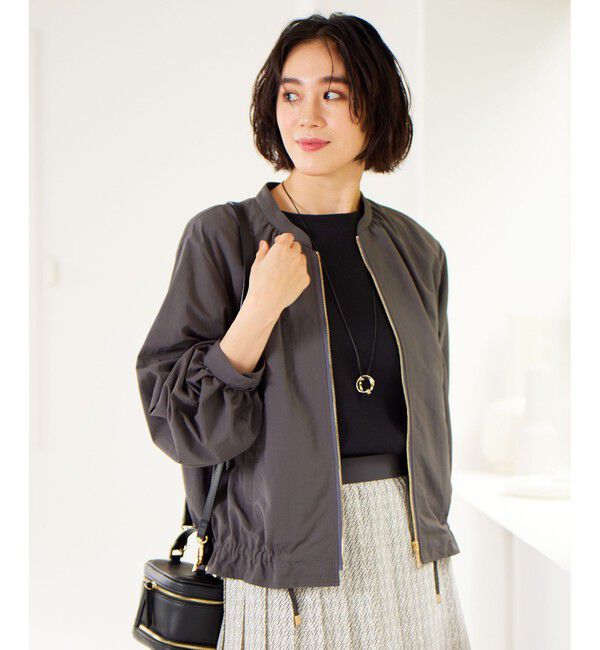 自由区「【撥水加工・UVケア・洗える】ライトグログラン ブルゾン」|ブルゾン・スタジャン|スレート
