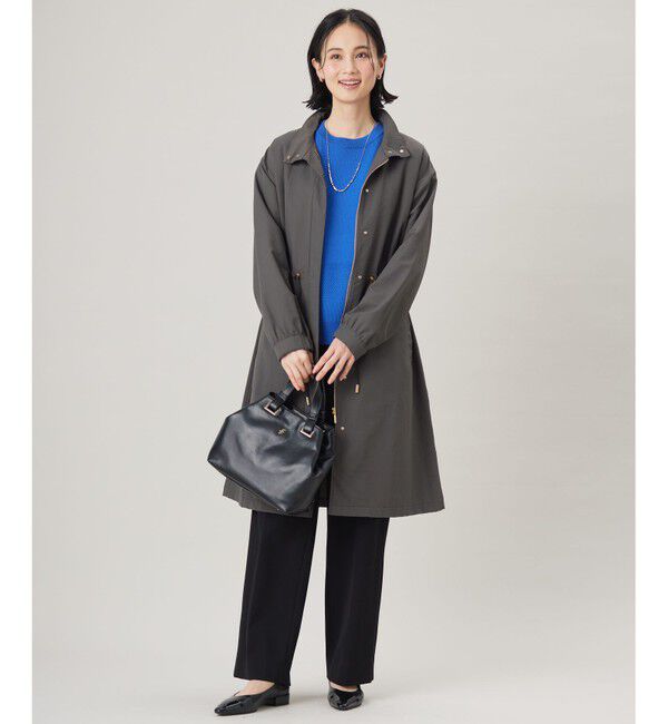 自由区「【撥水加工・洗える】コットンナイロンタッサーライナー付きスタンドカラー コート」|その他|スレート