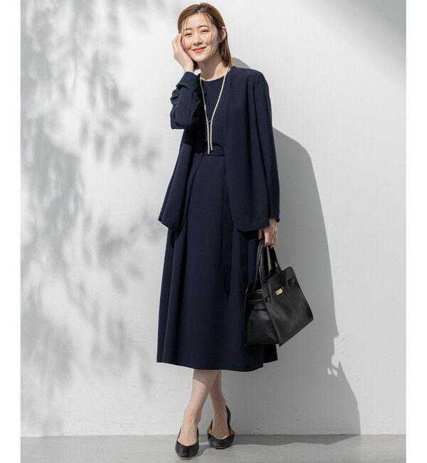 23区「【洗える/吸水速乾/UVカット/接触冷感】ストレッチジョーゼット ノーカラー ジャケット」|ノーカラージャケット|