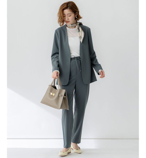 23区「【セットアップ対応/洗える】2WAYストレッチツイル ジャケット」|ノーカラージャケット|