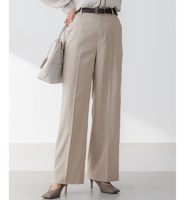 23区「【セットアップ対応/防シワ性/洗える】アイアスマットストレッチ セミワイド パンツ」|その他|ベージュ系