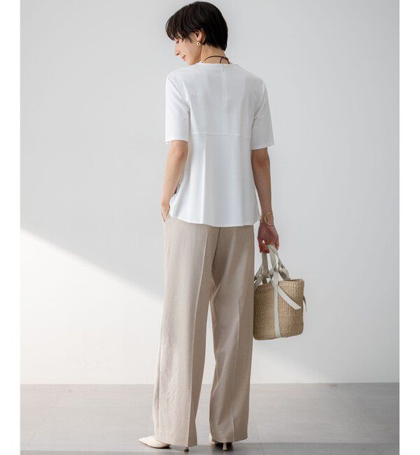 23区「【セットアップ対応/防シワ性/洗える】アイアスマットストレッチ セミワイド パンツ」|その他|