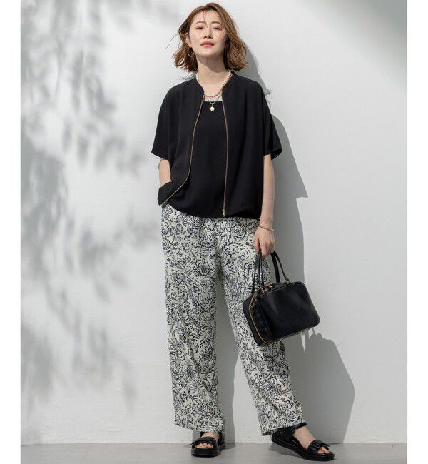 23区「【一部店舗限定/吸水速乾/UVカット/接触冷感】ストレッチジョーゼット フレンチスリーブ ブルゾン」|ブルゾン・スタジャン|