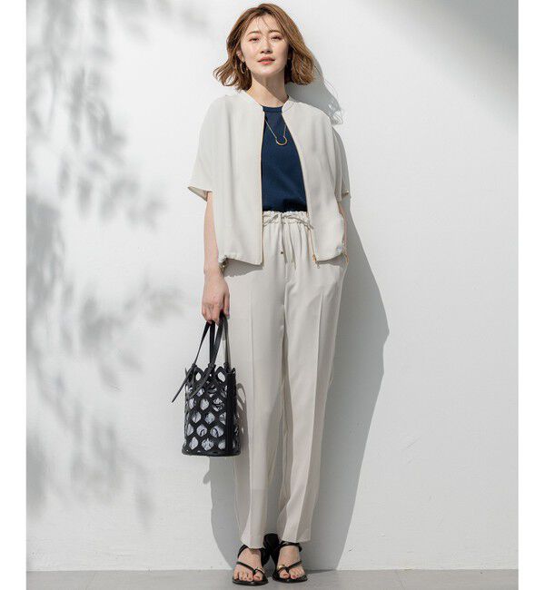 23区「【一部店舗限定/吸水速乾/UVカット/接触冷感】ストレッチジョーゼット フレンチスリーブ ブルゾン」|ブルゾン・スタジャン|