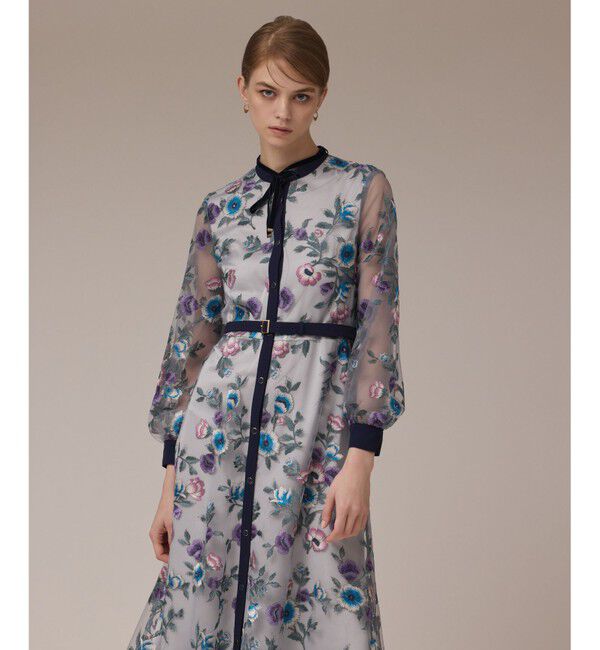 GRACE CONTINENTAL「マルチ刺繍フレアワンピース」|ワンピース|