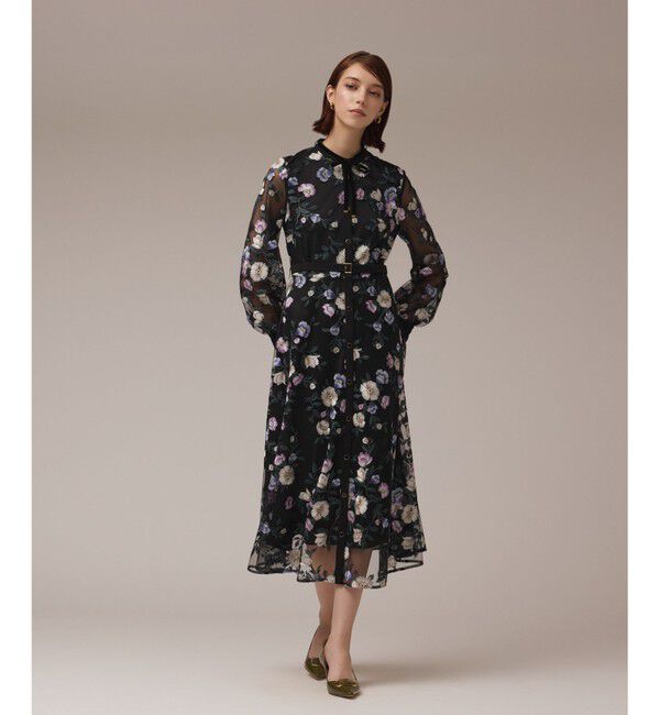 GRACE CONTINENTAL「マルチ刺繍フレアワンピース」|ワンピース|