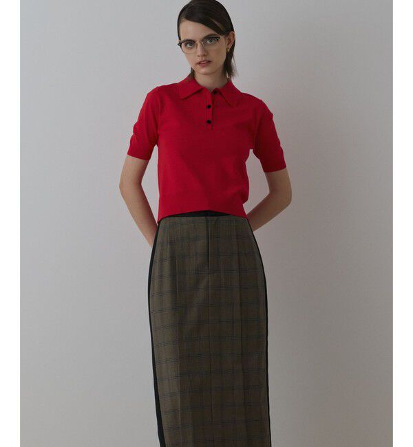 Diagram「バイカラーポロニットトップ」|その他|レッド