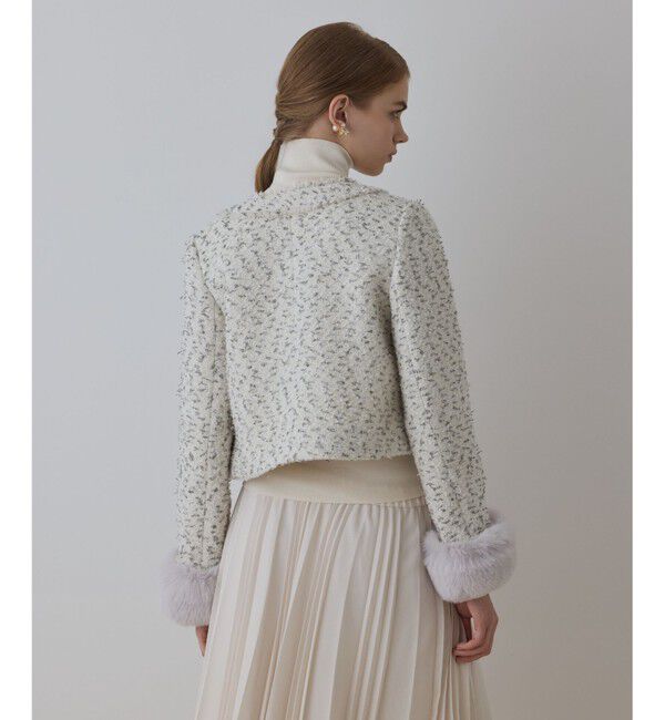 GRACE CONTINENTAL「ツイードコンビジャケット」|ノーカラージャケット|