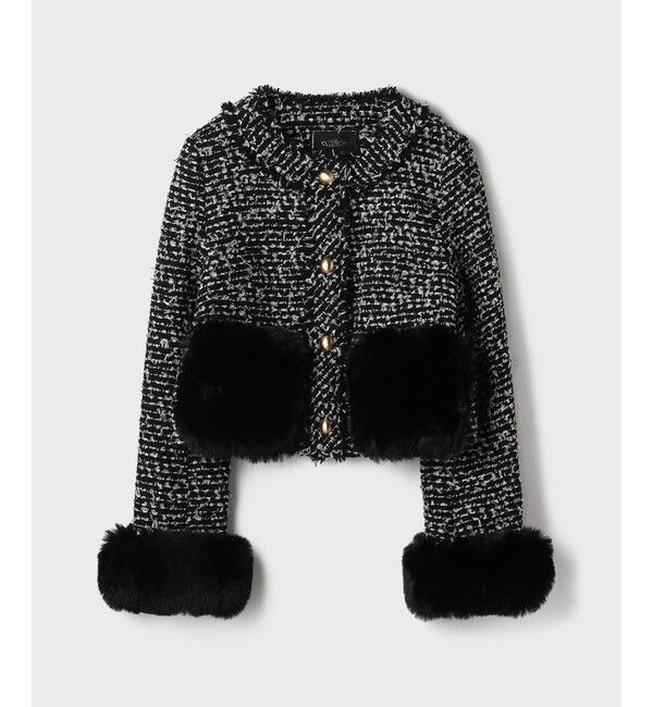 GRACE CONTINENTAL「ツイードコンビジャケット」|ノーカラージャケット|