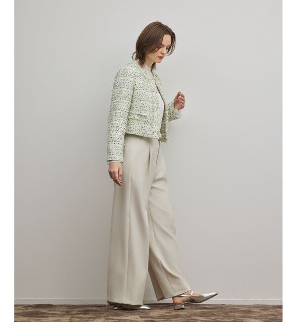 GRACE CONTINENTAL「ミックスツイードジャケット」|ノーカラージャケット|