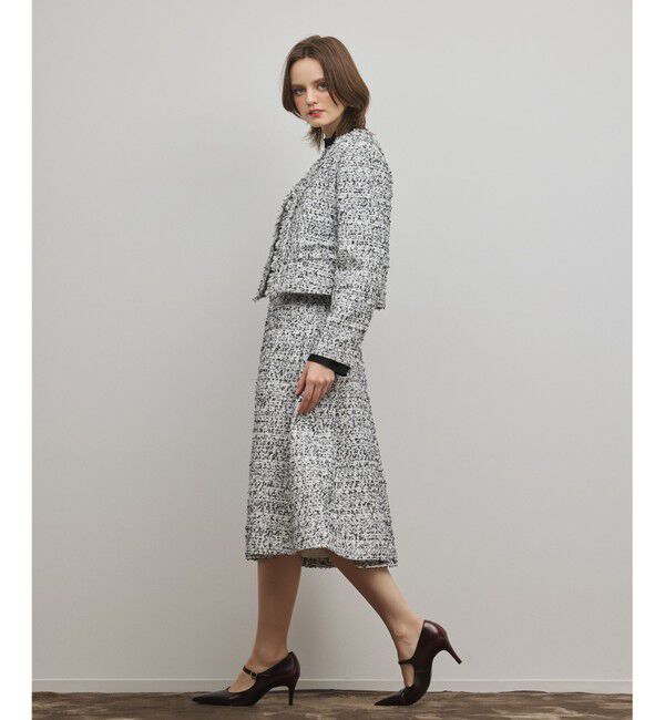 GRACE CONTINENTAL「ミックスツイードジャケット」|ノーカラージャケット|