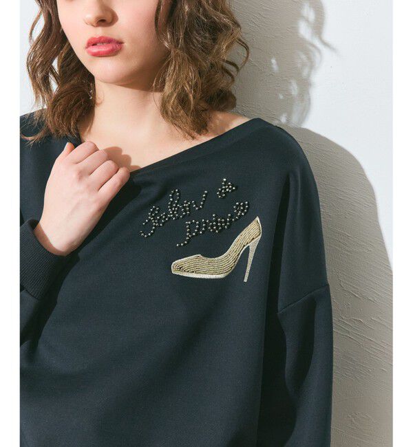 Grace Class「モチーフ刺繍スウェットトップ」|Tシャツ・カットソー|ブラック