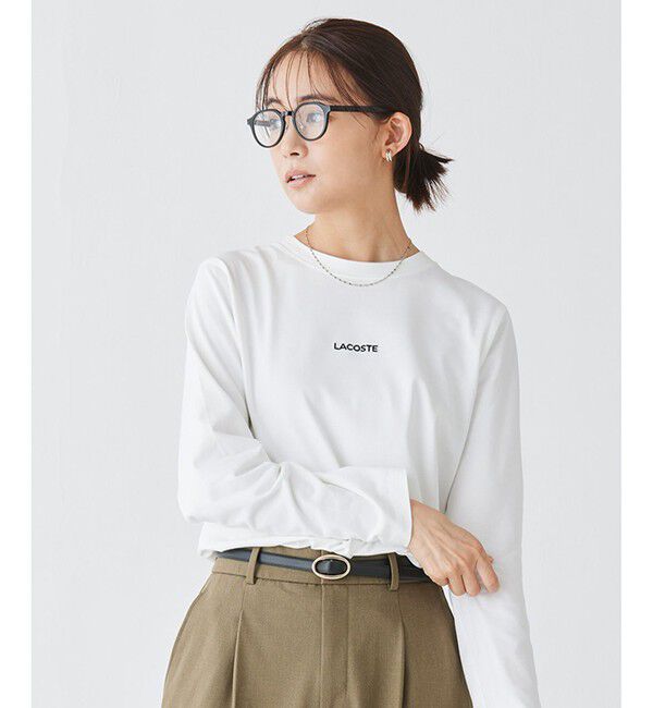LACOSTE「ワンポイントロゴ刺繍長袖Tシャツ」|Tシャツ・カットソー|ホワイト