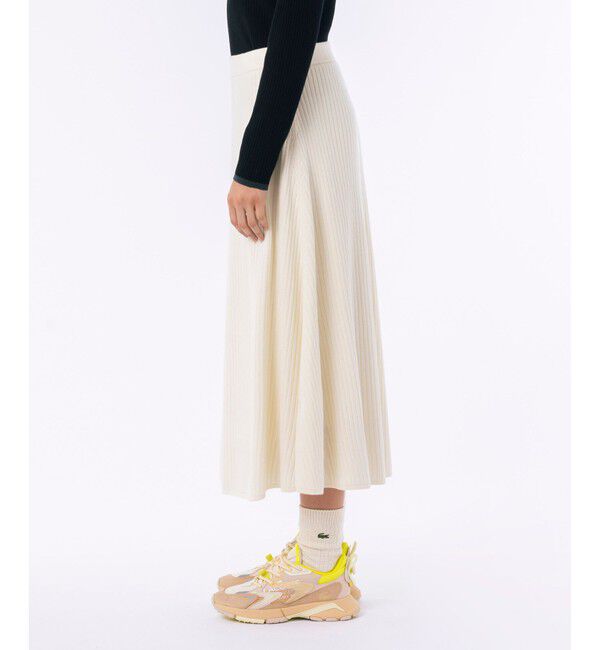 LACOSTE「ボリューム フレア 切り替えリブニットスカート」|スカート|