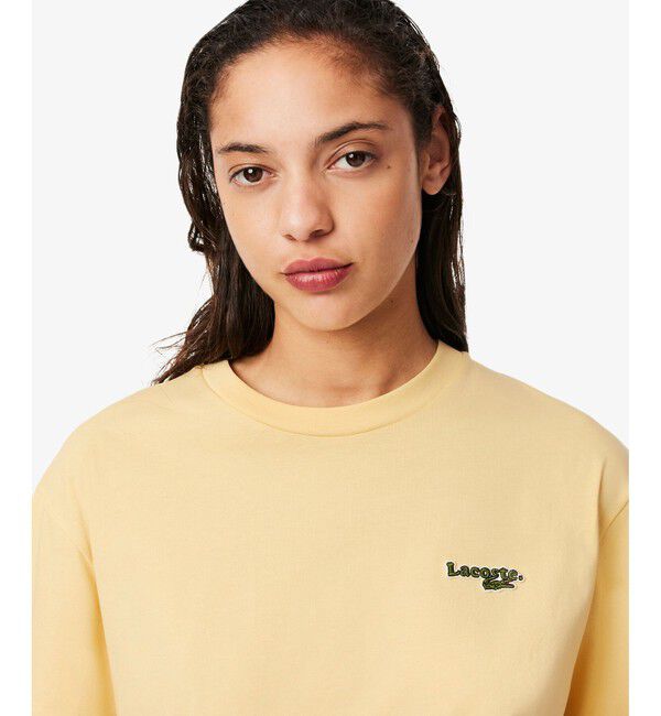 LACOSTE「ネーム＆ワニロゴパッチオーバーサイズ半袖Tシャツ」|Tシャツ・カットソー|