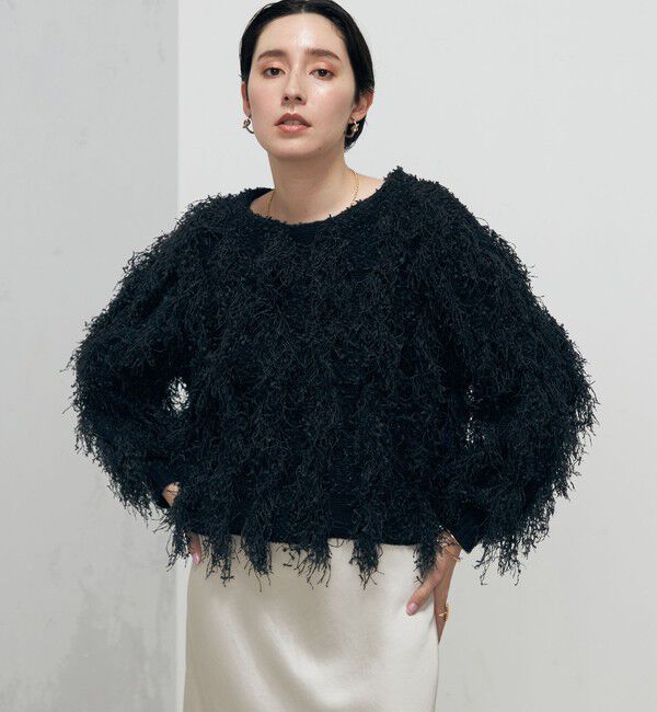 Laraaji「カットジャガードプルオーバーニット」|ニット・セーター|ブラック