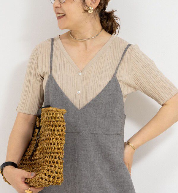 Rie Miller「《手洗い可能》ランダムテレコ2WAYカーディガン」|カーディガン|ベージュ