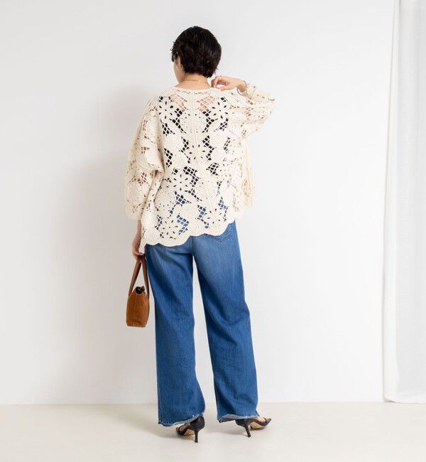 Rie Miller「《手洗い可能》レース刺繍7分袖ボレロ」|カーディガン|