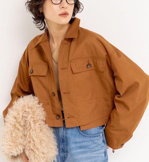 Rie Miller「ウォッシャブルワークジャケット」|ブルゾン・スタジャン|キャメル