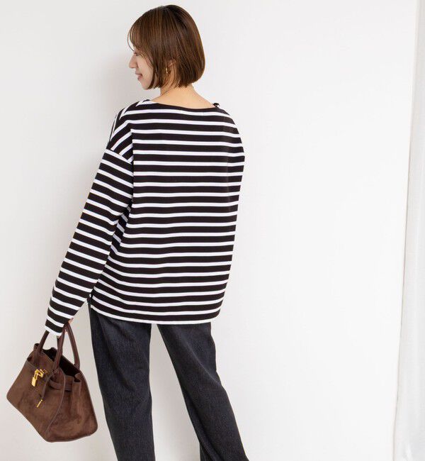 Rie Miller「BIGマリンボーダーボートネックプルオーバーカットソー」|Tシャツ・カットソー|