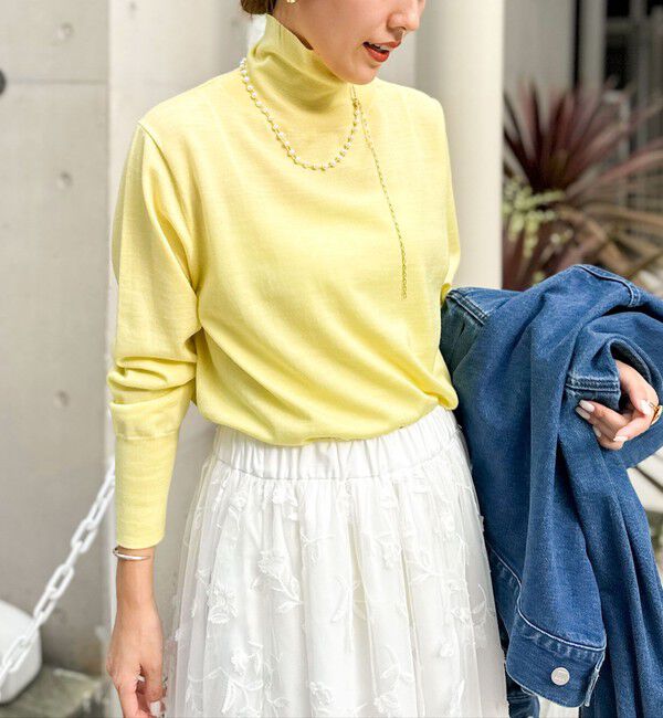 NOLLEY'S「《手洗い可能》《アンサンブル対応》18G天竺ハイネックプルオーバーニット」|ニット・セーター|イエロー