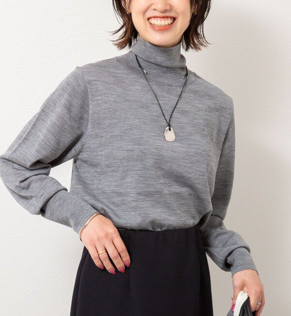 NOLLEY'S「《手洗い可能》《アンサンブル対応》18G天竺ハイネックプルオーバーニット」|ニット・セーター|ミディアムグレー