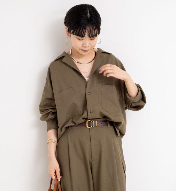 Rie Miller「《セットアップ対応》オープンカラービッグシルエットシャツ」|シャツ・ブラウス|