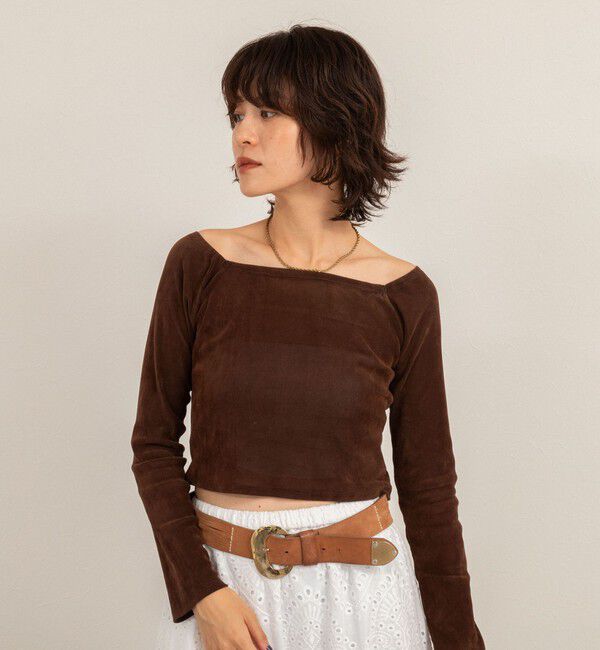 MAQWEL「【MAQWEL/マクウェル】ウォッシャブルベロアレイヤードトップス」|Tシャツ・カットソー|