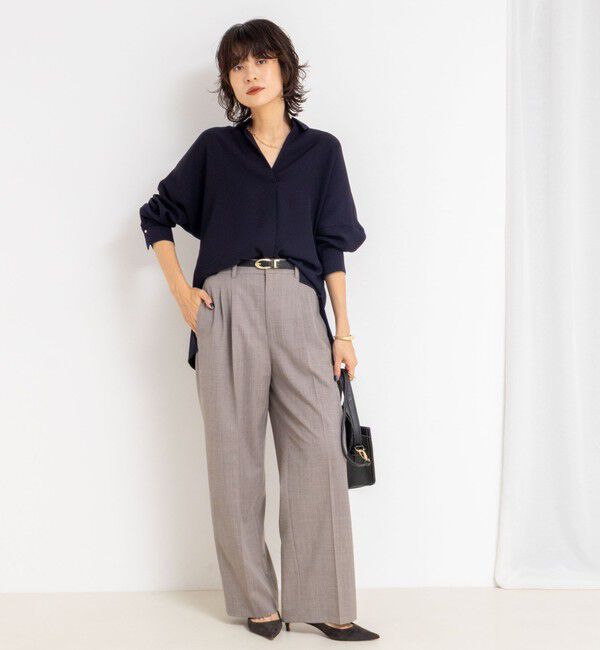 NOLLEY'S sophi「《morisachiシリーズとセットアップ対応》ウォッシャブルダブルサテンスキッパーブラウス」|シャツ・ブラウス|