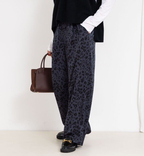 NOLLEY'S「ウォッシャブルレオパードプリントパンツ」|その他|ネイビー系1