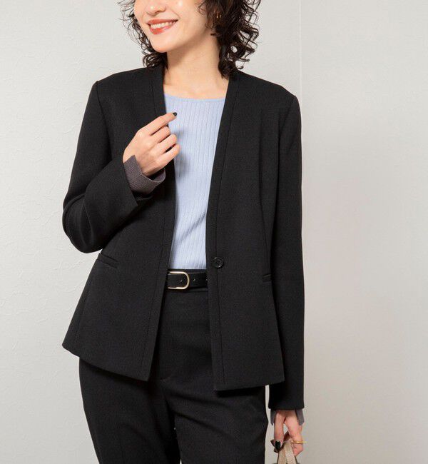 NOLLEY'S sophi「《セットアップ対応》ウォッシャブルウール調ノーカラージャケット」|ノーカラージャケット|ブラック