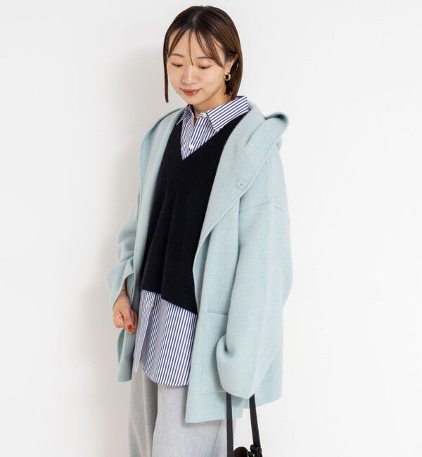 Rie Miller「ハーフ丈フーディー リバー風ニットコート」|その他|