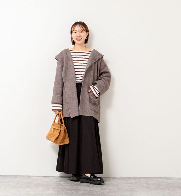 Rie Miller「ハーフ丈フーディー リバー風ニットコート」|その他|