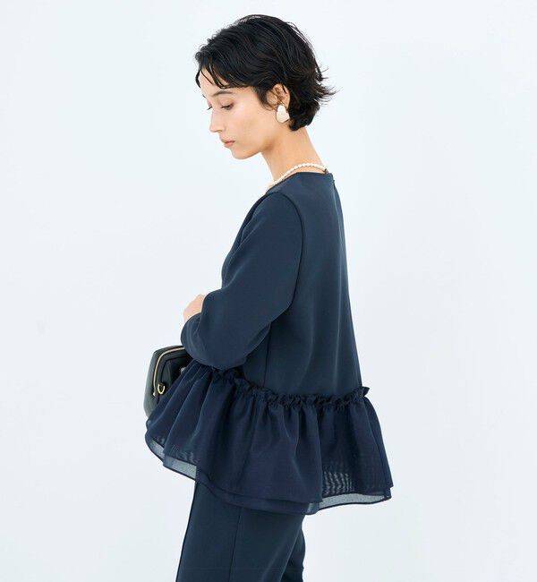 NOLLEY'S sophi「《セットアップ対応》ウォッシャブルダンボール&times;オーガンジーペプラムプルオーバー」|Tシャツ・カットソー|