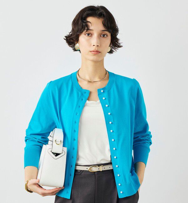 NOLLEY'S「《手洗い可能》コットンテックスクルーネックカーディガン」|カーディガン|