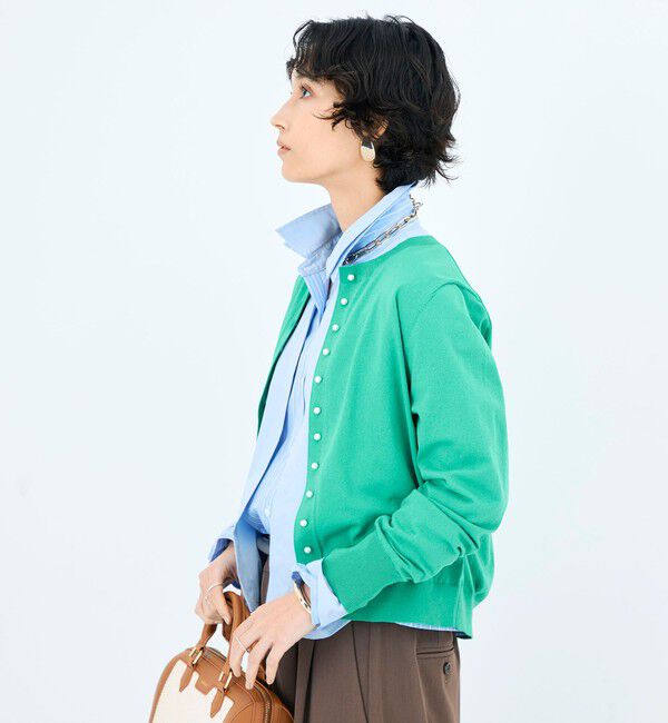 NOLLEY'S「《手洗い可能》コットンテックスクルーネックカーディガン」|カーディガン|